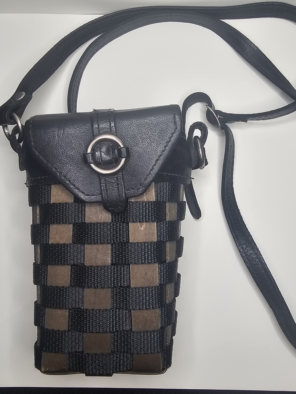 Longaberger "To Go" Small Bucket Crossbody Woven Basket Bag Purse